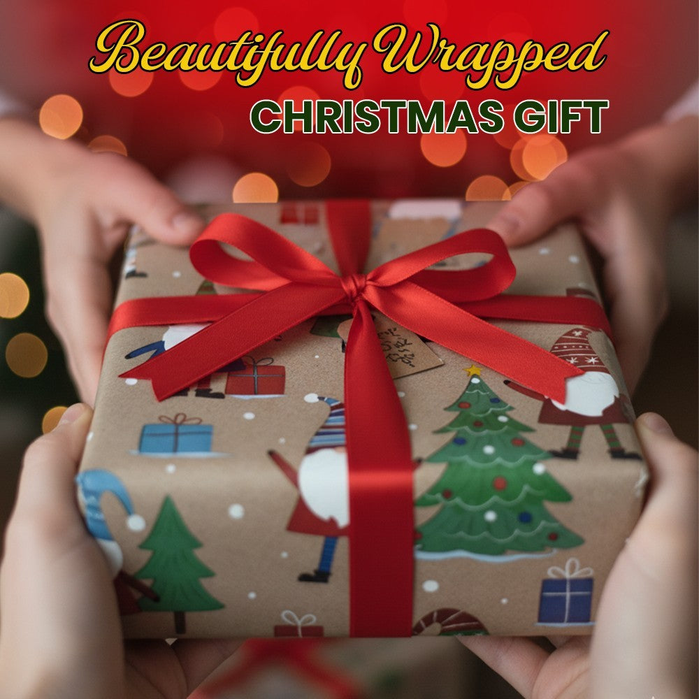 4 X 4M Christmas Cute Wrapping Paper Rolls with 100 Matching Foil Gift Tags
