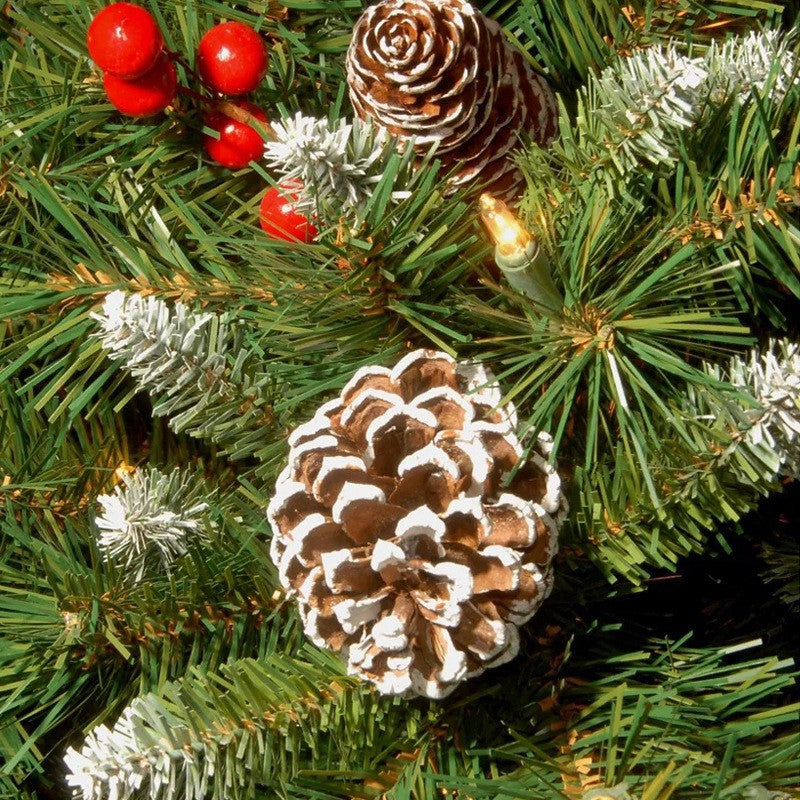 Pre-Lit Artificial Plants Hanging Basket Decorated with Berry Frosted Pine Cones