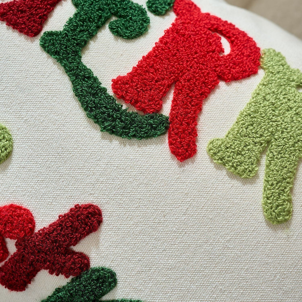 UK Plush Christmas Embroidery Cushion Cover Xmas Luxury Pillow Case Home Decor