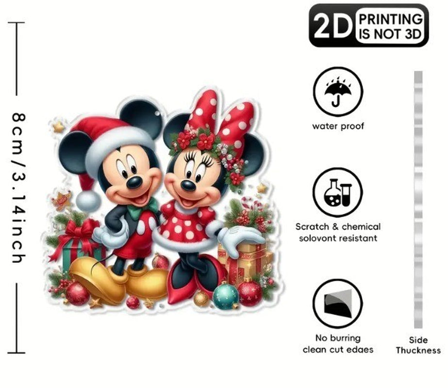 2D Acrylic Christmas Hanging Decoration - Mickey & Minnie - New