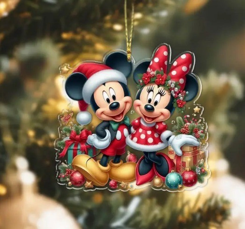 2D Acrylic Christmas Hanging Decoration - Mickey & Minnie - New