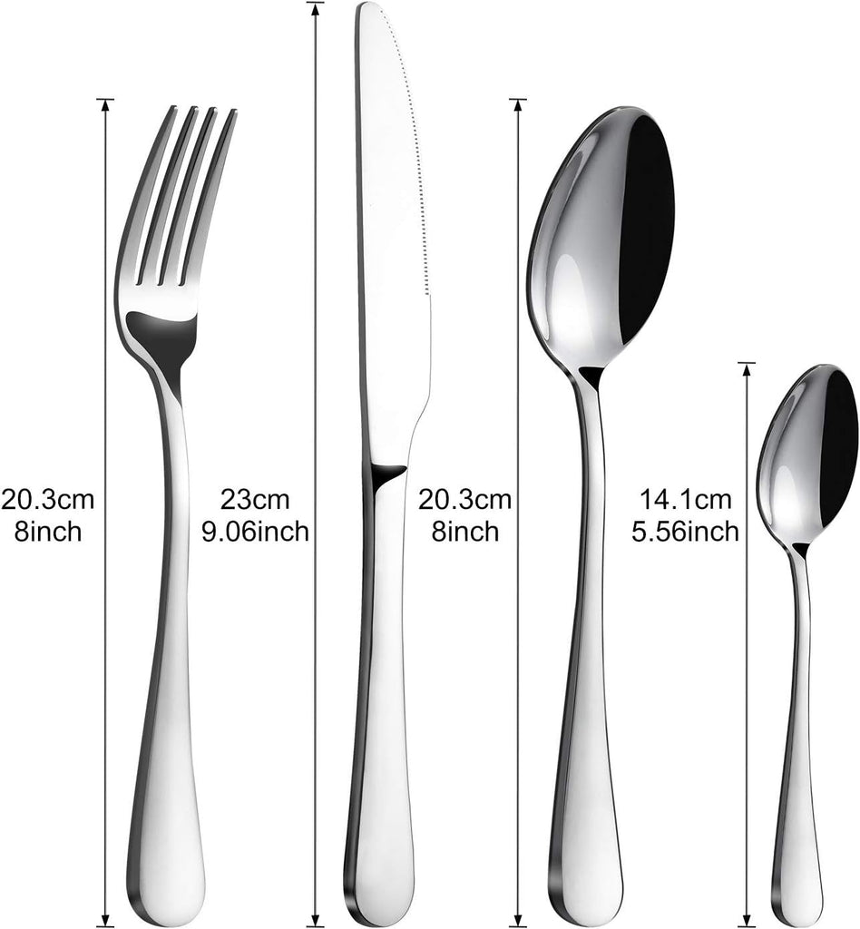 Cutlery Set,  32 Piece Stainless Steel Flatware Set, Tableware Silverware Set with Spoon Knife and Fork Set, Service for 8, Dishwasher Safe/Easy Clean, Mirror Polished