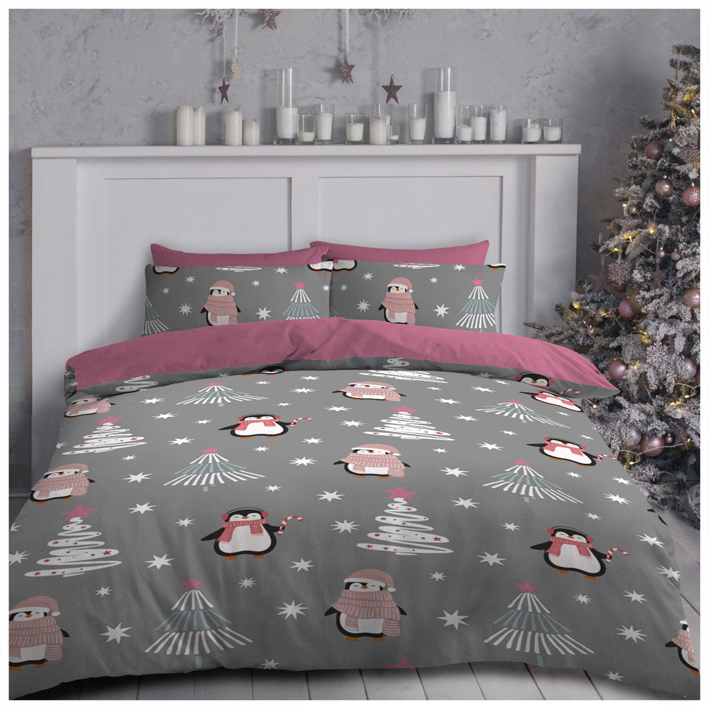 Christmas Duvet Cover Teddy Bedding Reversible Quilt Set Single Double Size UK