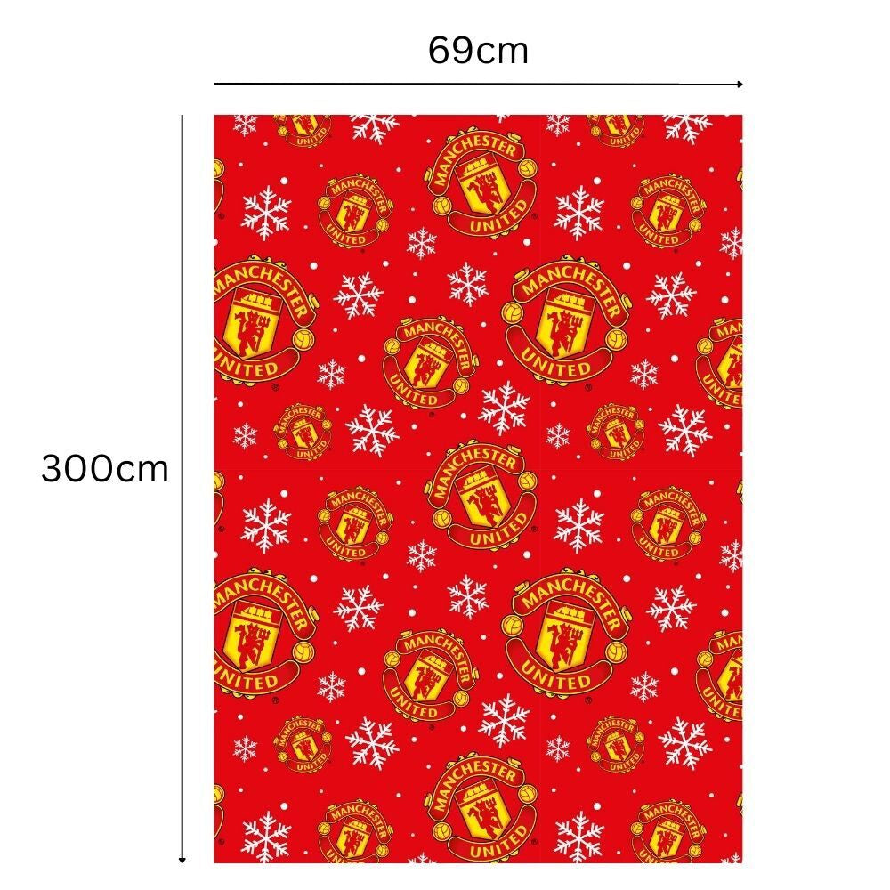 Wrapping Paper Manchester United FC Christmas Gift Wrap 3 X 3M Roll Wrap