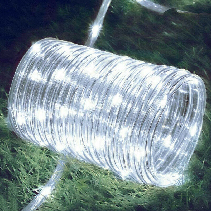 12M 100 LED Solar Rope Tube String Fairy Lights Strip Waterproof Garden Outdoor