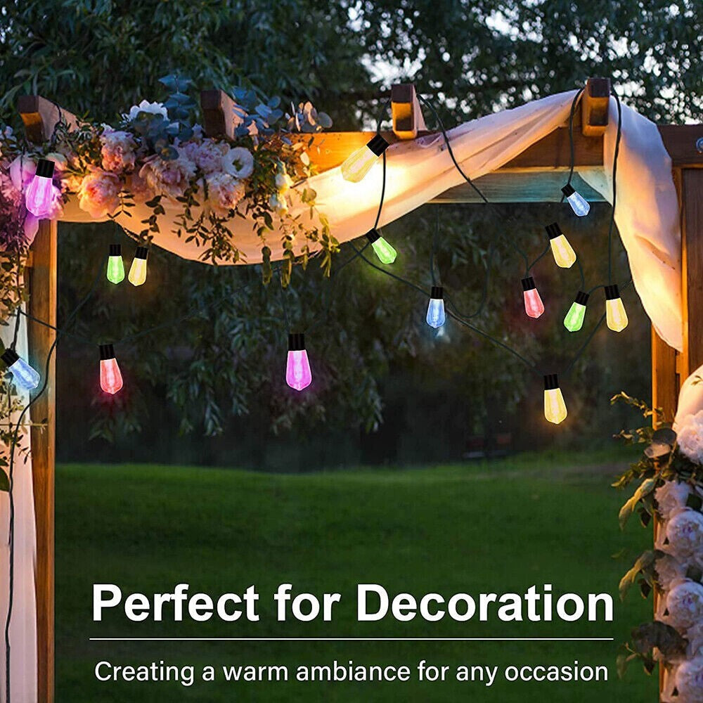 10 LED Solar Powered Retro Bulb String Lights Garden Outdoor Fairy Party Lamp