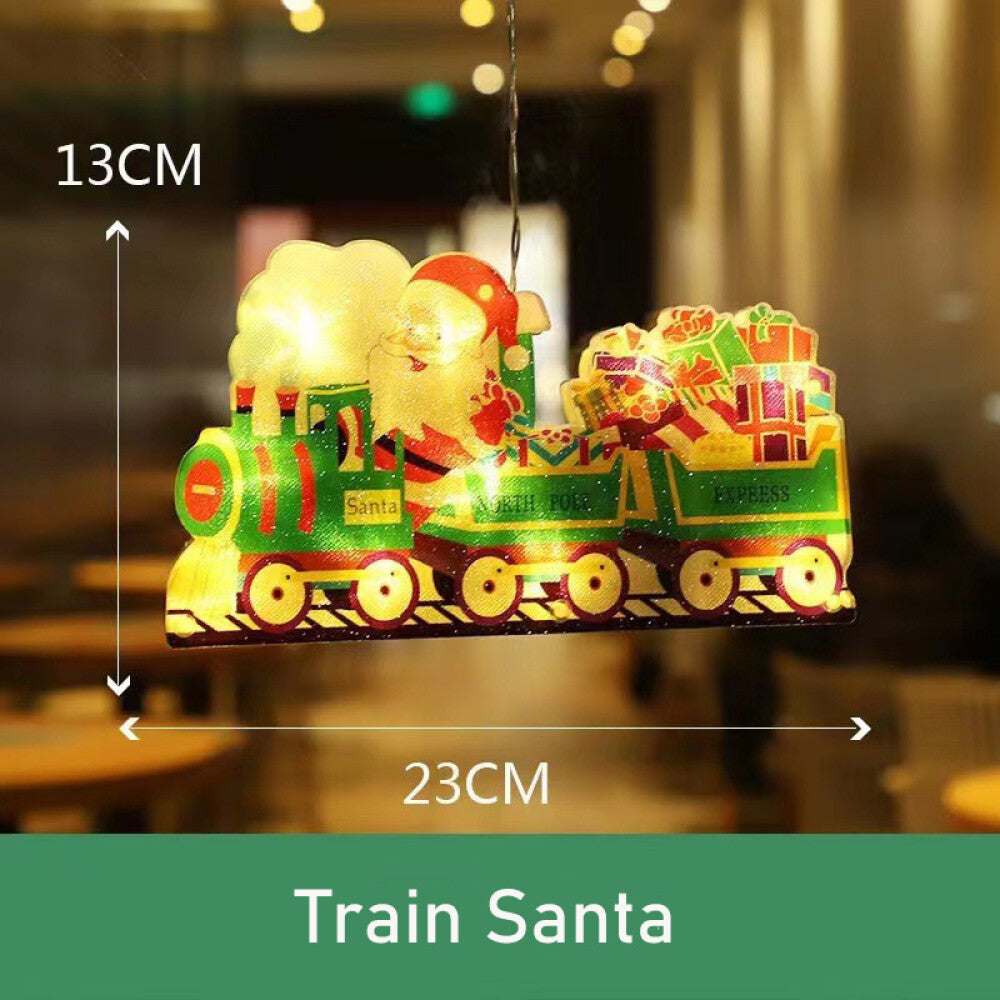 Christmas Window Hanging LED Lights Xmas Ornament Suction Cup Battery Home Party