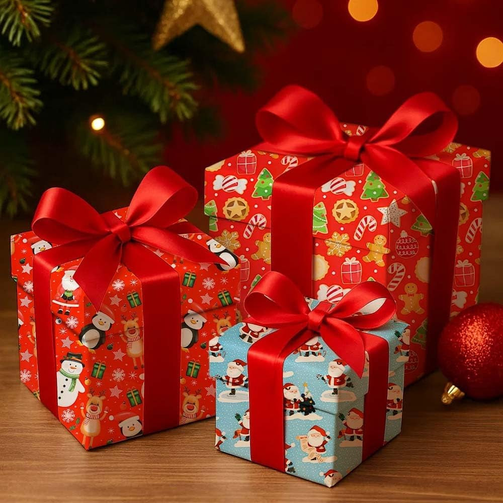 4 X 7M Cute Christmas Wrapping Paper Roll Perfect for Xmas Festive Decoration