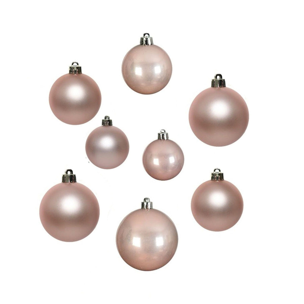 30 Blush Pink Christmas Tree Baubles Shatterproof Hanging Decoration 4Cm 5Cm 6Cm