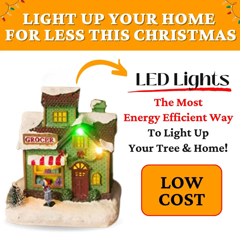 Christmas Village Scene Decoration Ornament LED Grocer Light up Xmas Home Decor