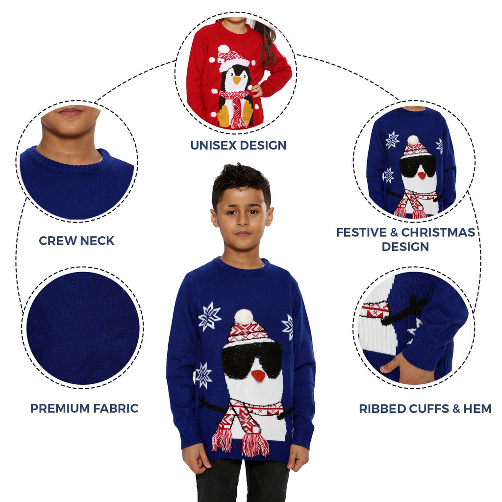 Boys Christmas Jumper 3D Kids Unisex Xmas Santa Snowman Penguin Pullover Sweater