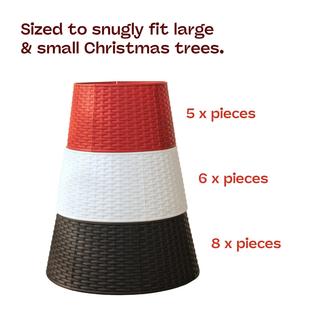 Xmas Christmas Tree Rattan Wicker Skirt Stand Base Basket Cover Tidy Decor Grey