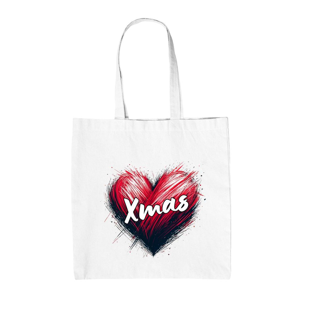 Love Heart Xmas - Canvas Tote Bag - Christmas Santa Father Presents Jesus Family