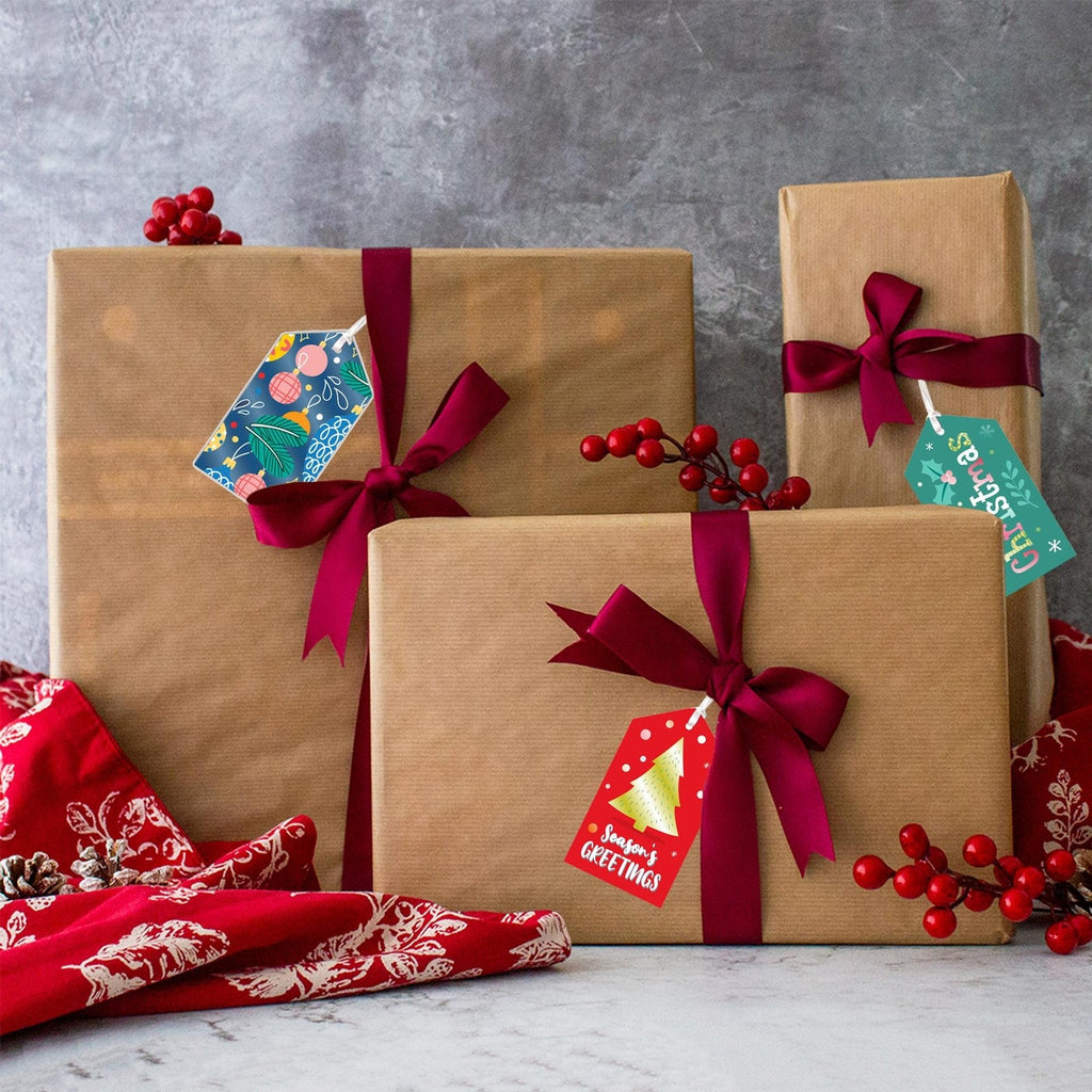 Christmas Gift Tags with Ribbon Ties Pack 16 - Contemporary Christmas Designs