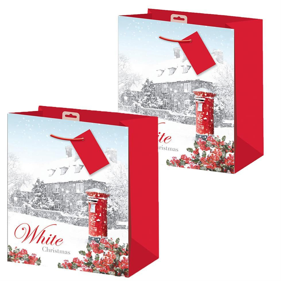 2 Pack Christmas Small Gift Bag 26.5Cm X 21.5Cm X 10Cm - Choose Design