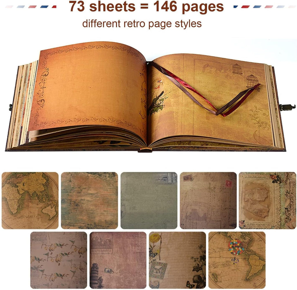 Our Adventure Book Scrapbook Photo Album with 146 Pages Embossed Words Hard Cover Travel Scrapbook, Memory Book for Anniversary Wedding, Valentines' Gifts, Christmases Etc, 8.9 * 7.7 In