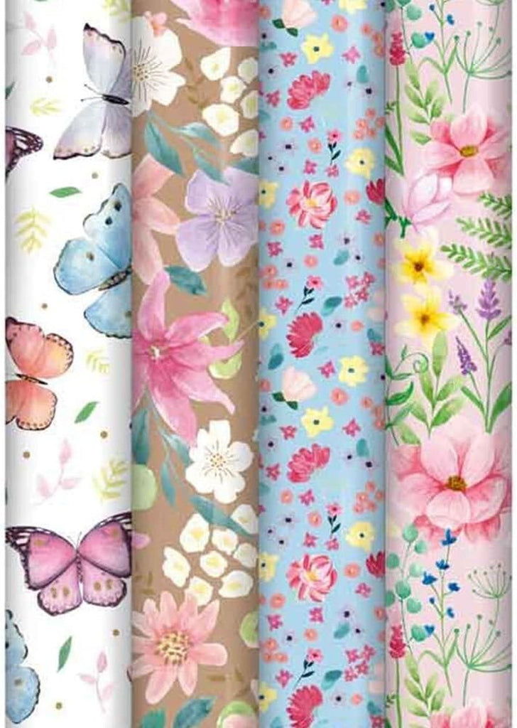 Pack of 4 X 3M Happy Birthday Gift Wrapping Paper Roll - Assorted Designs