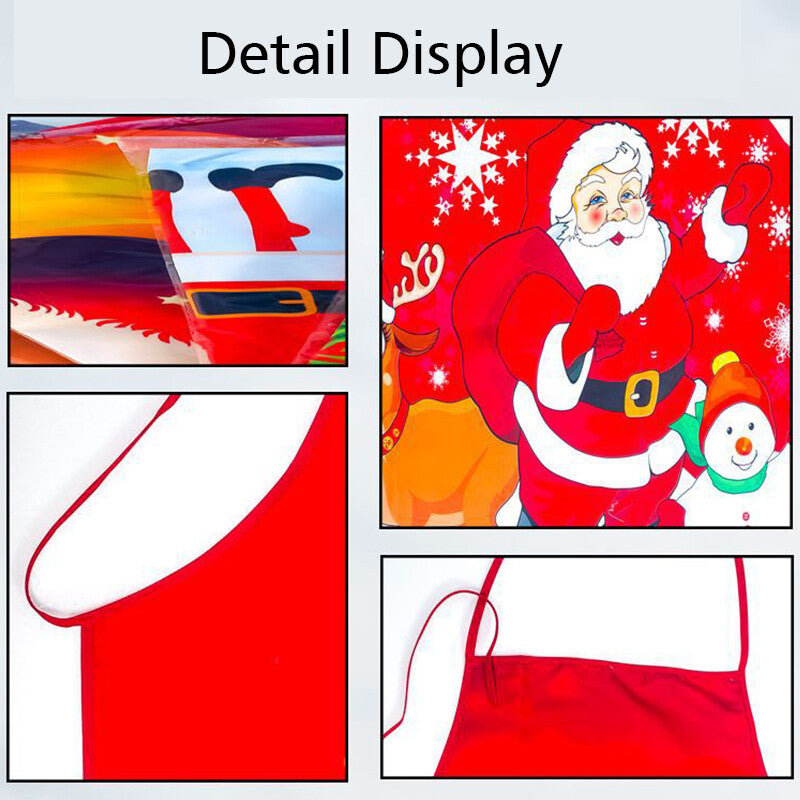 Women Men Christmas Print Apron Kitchen Restaurant Cooking Work Bib Apron Party