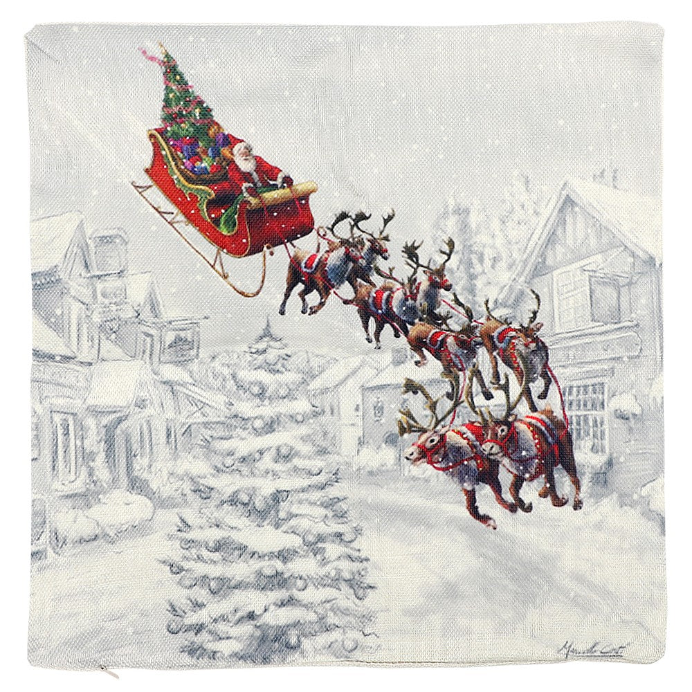 5Pcs Merry Christmas Santa Claus Cushion Cover Pillow Case Sofa Home Xmas Decor