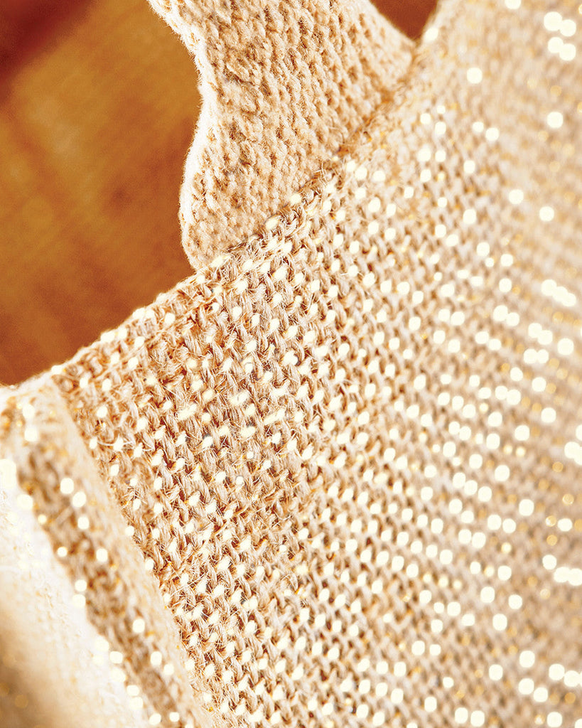 Small Hessian Jute Gift Bag Gold Shimmer Birthday Christmas Present Carry Bags