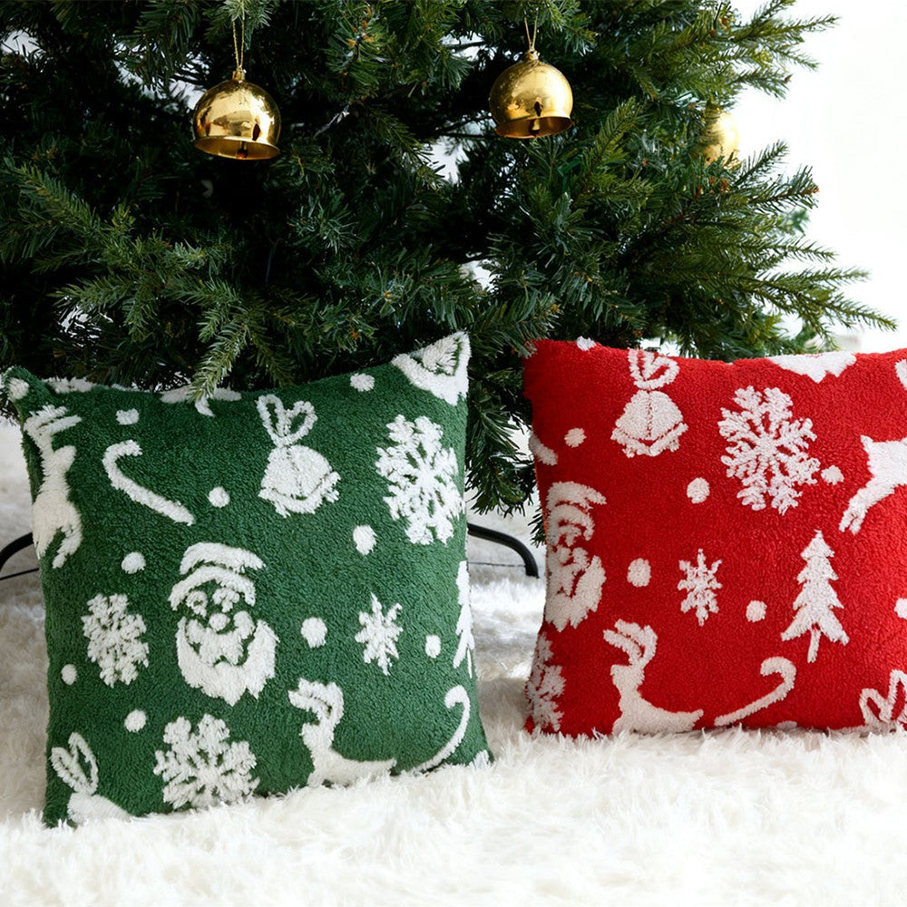 UK Christmas Santa Snowflake Cushion Plush Pillow Case Christmas Home Decor 2PCS