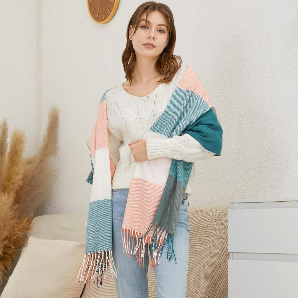 Ladies Scarves and Shawl Winter Blanket Scarves for Women Tartan Scarf Long Soft Warm Checked Scarf Ladies Gifts