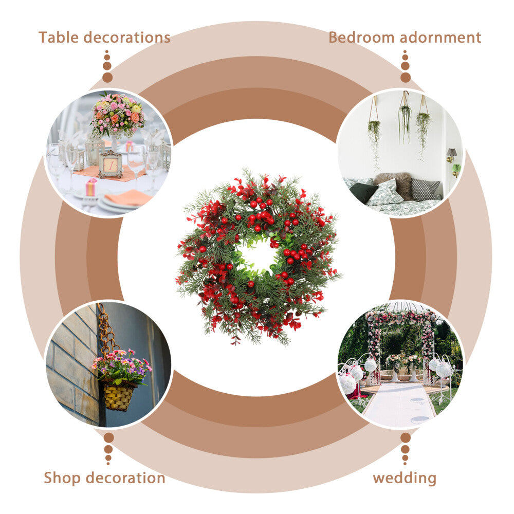 Faux Red Berry Wreath Winter Berry Wreath Christmas Artificial Wreath