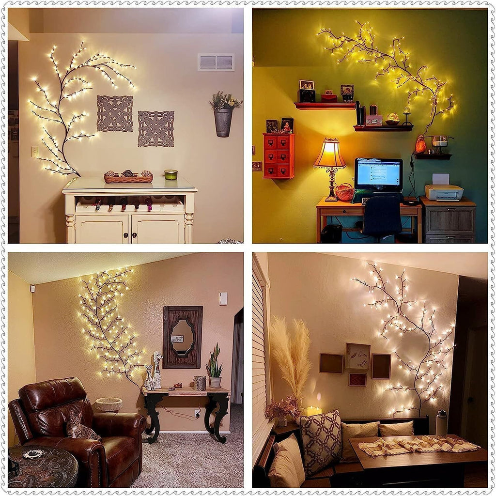 144LED Wall Tree Enchanted Willow Vine Lights Bendable Branch USB Fairy Lighting
