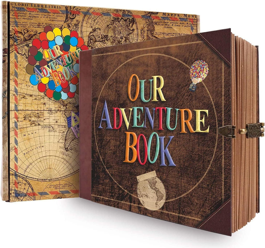 Our Adventure Book Scrapbook Photo Album with 146 Pages Embossed Words Hard Cover Travel Scrapbook, Memory Book for Anniversary Wedding, Valentines' Gifts, Christmases Etc, 8.9 * 7.7 In
