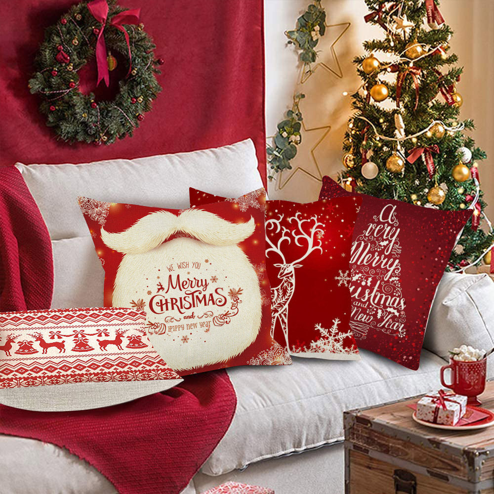 Christmas Pillow Case Cushion Cover Xmas Santa Claus Tree Snow Home Decor 45*45