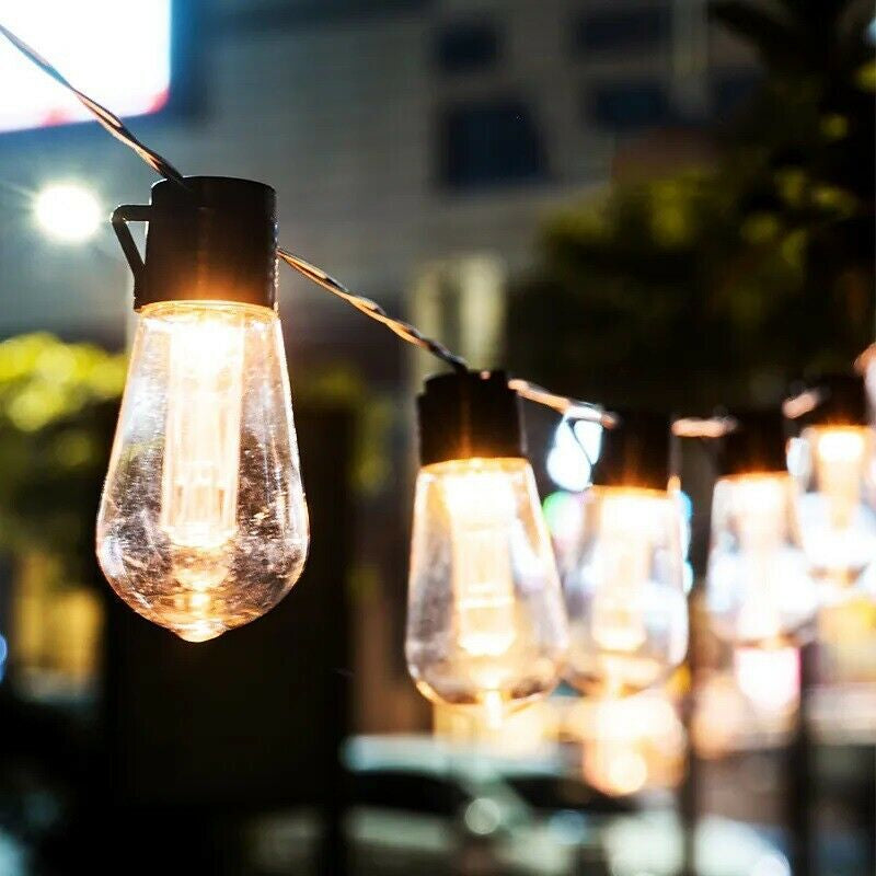 20LED Solar Powered Retro Bulb String Lights Garden Outdoor Fairy Christmas Lamp