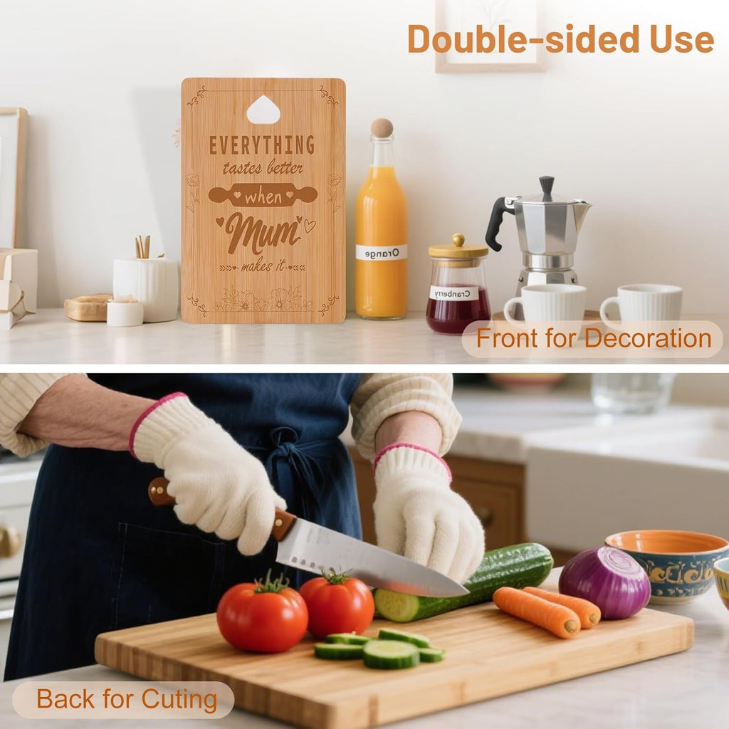 Handmade Engraved Bamboo Cutting Board - Best Gifts for Mum on Birthday, Mothers Day, Christmas from Daughter Son - Kitchen Gift with Love