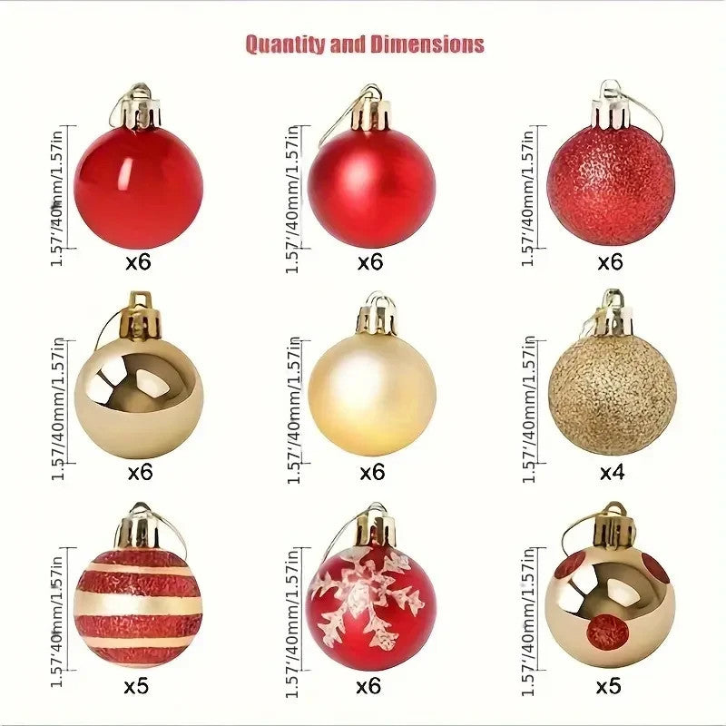 50Pcs Christmas Decor Baubles Tree Xmas Balls Party Wedding Ornament 4Cm Round