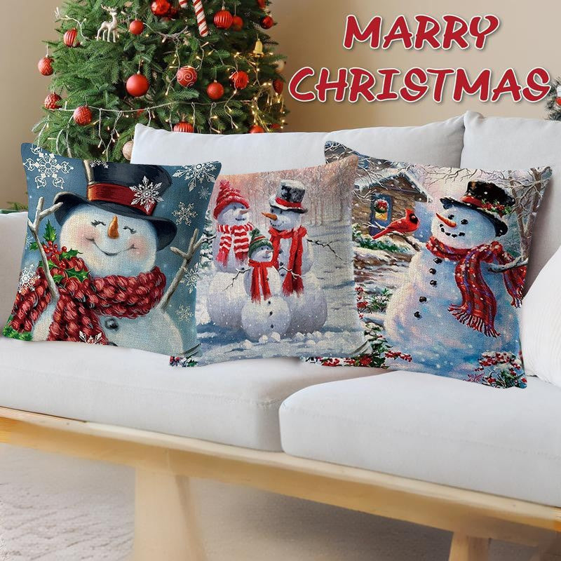 4 Pack Christmas Pillow Cushion Cover Sofa Couch Pillowcases for Xmas Decor 18''