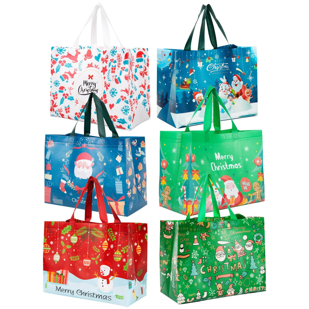 Christmas Gift Bags 12 Pack Tote Bag Non Woven Fabric Gift Party Present Bags