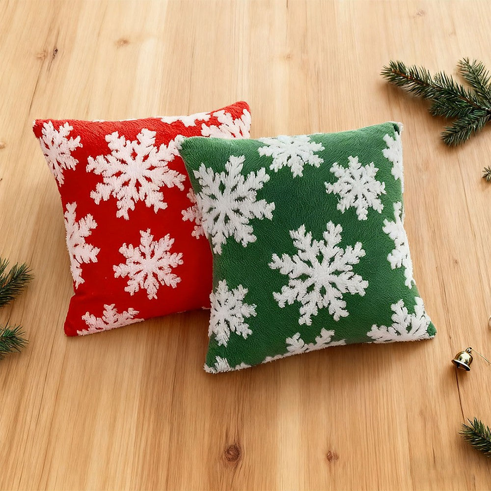 UK Christmas Santa Snowflake Cushion Plush Pillow Case Christmas Home Decor 2PCS