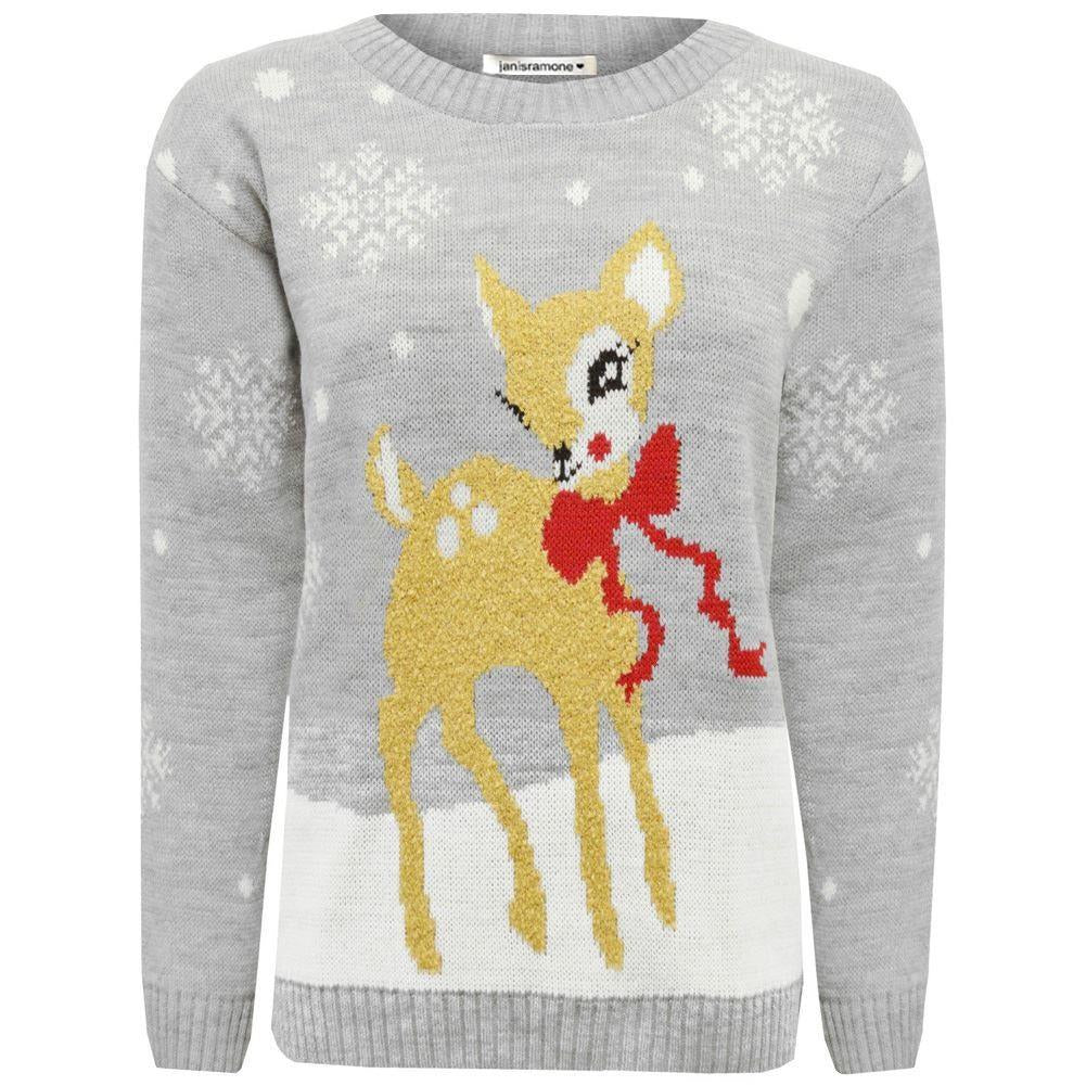 Christmas Jumper Kids Girls Baby Deer Novelty Xmas Knitted Jumper Warm Sweater