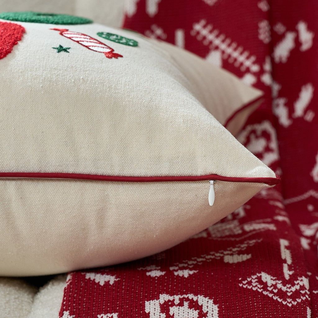 UK Plush Christmas Embroidery Cushion Cover Xmas Luxury Pillow Case Home Decor