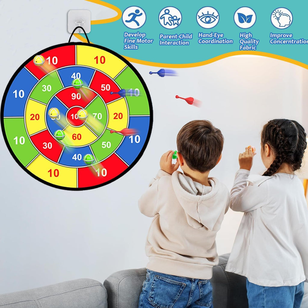 29 Inches Kids Dart Board Set,Double Sided Dart Board Dinosaur Toys for Boys with 12 Sticky Balls 12 Darts Indoor & Outdoor Party Games Toys Gifts for 3 4 5 6 7 8 9 10 11 12+ Year Old Boys Girls