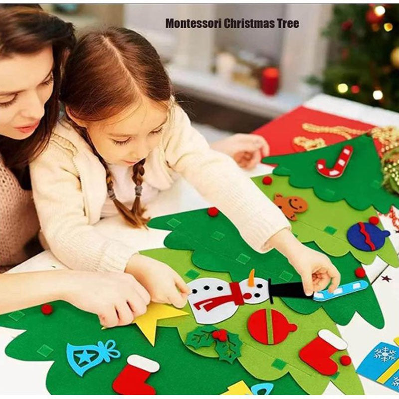 Felt Christmas Tree with Lights, Ideal DIY Home Xmas Decorations for Kids Gift