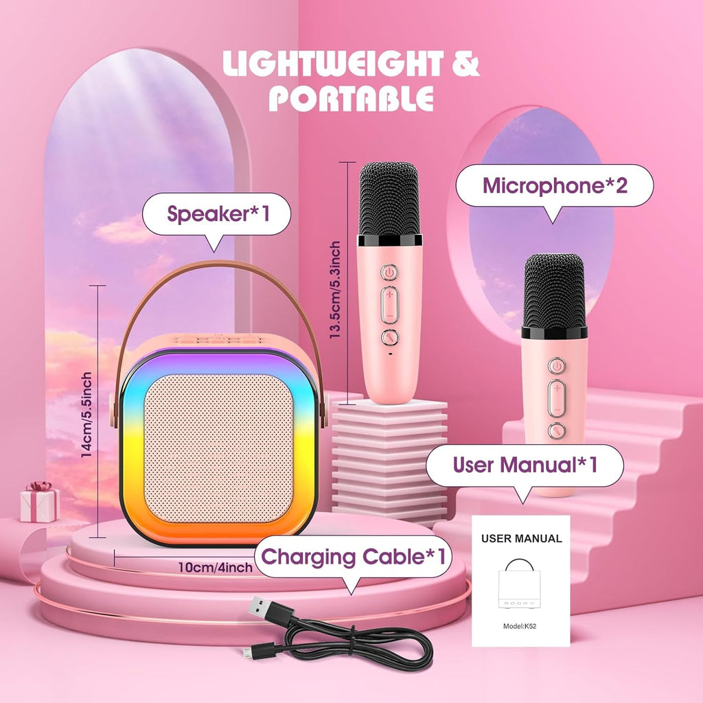 Karaoke Machine 2 Microphones, Birthday Gifts for Girls Toys Age 3-15 Year Old Girls Gifts Kids Microphone Toys for 3-12 Year Old Girls Birthday Early Teenage Girls Gifts