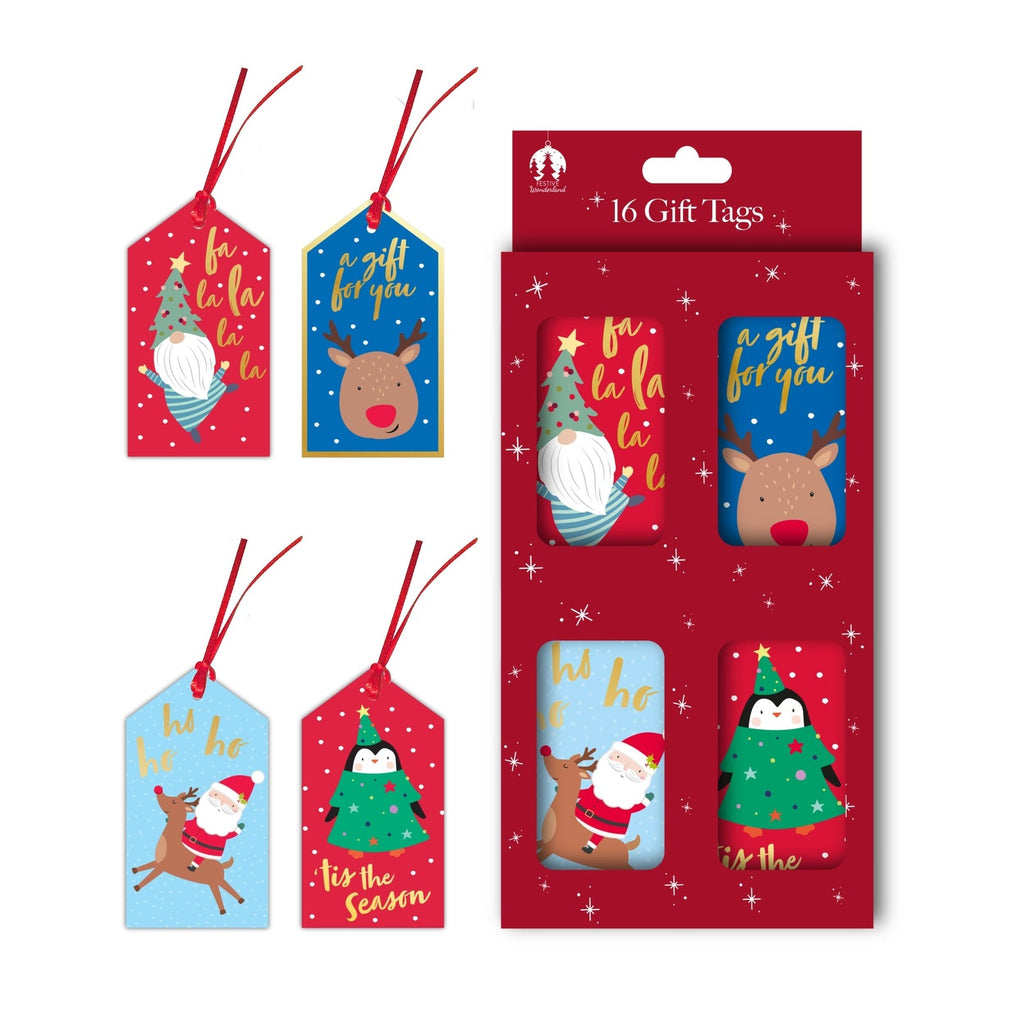 4 X 4M Cute Christmas Wrapping Paper Rolls Kids Xmas Gift Wrap & 16 Gift Tags