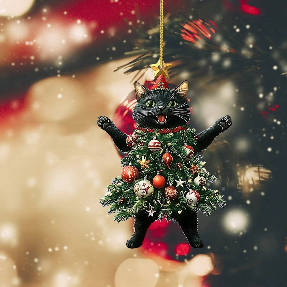 Cute Cat Hanging Ornaments Christmas Tree Pendants Acrylic Hanging Decoration
