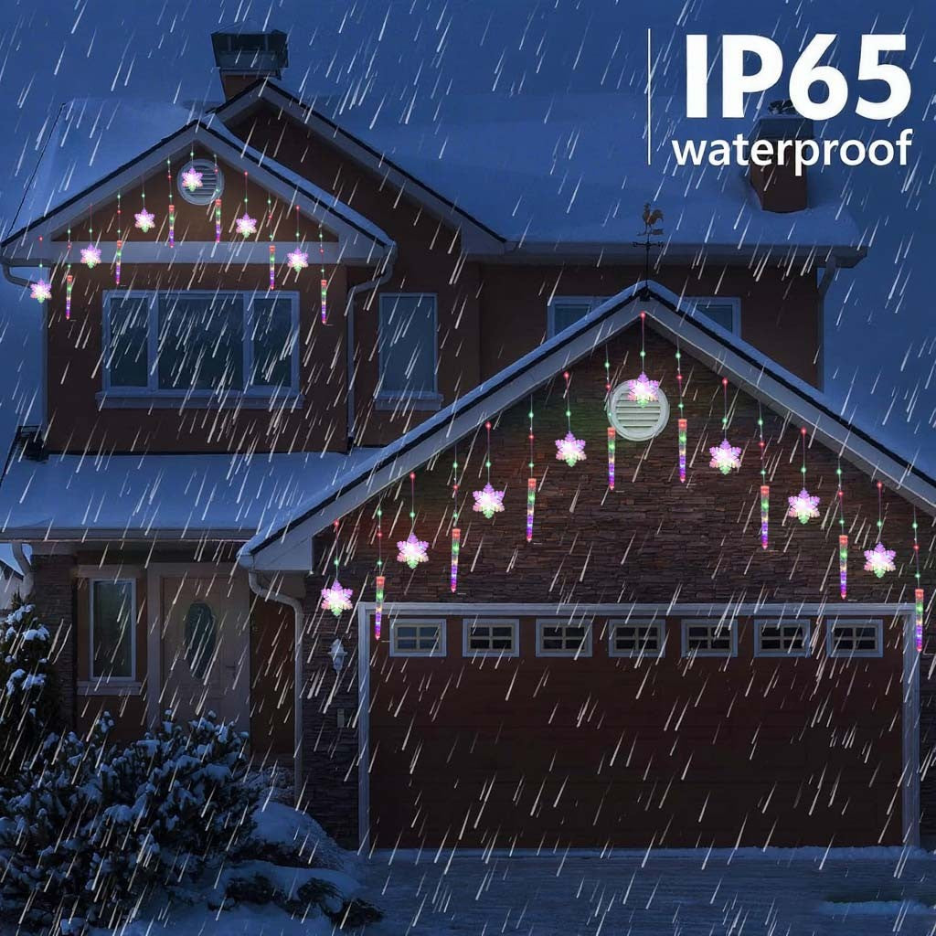 Christmas Window Lights Curtain Window Icicle Snowflake LED Fairy String Light