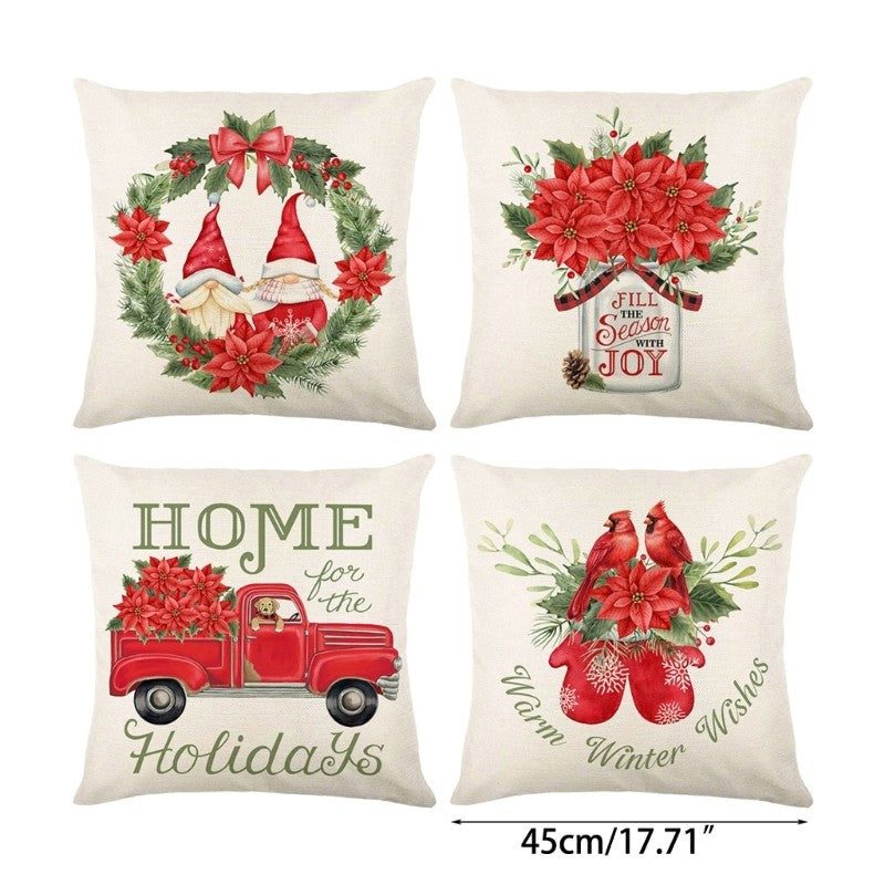 Christmas Pillow Covers 18" X 18" Christmas Decorations Truck Throw Pillowcase