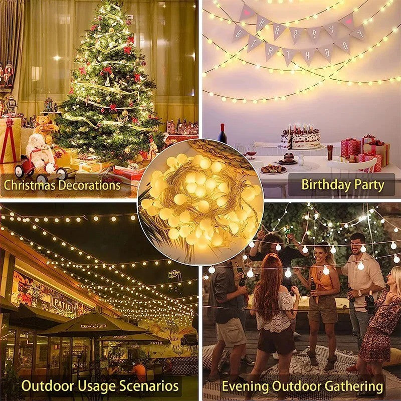 LED Globe Bulb Ball Fairy String Indoor Lights Battery Powered Outdoor Light