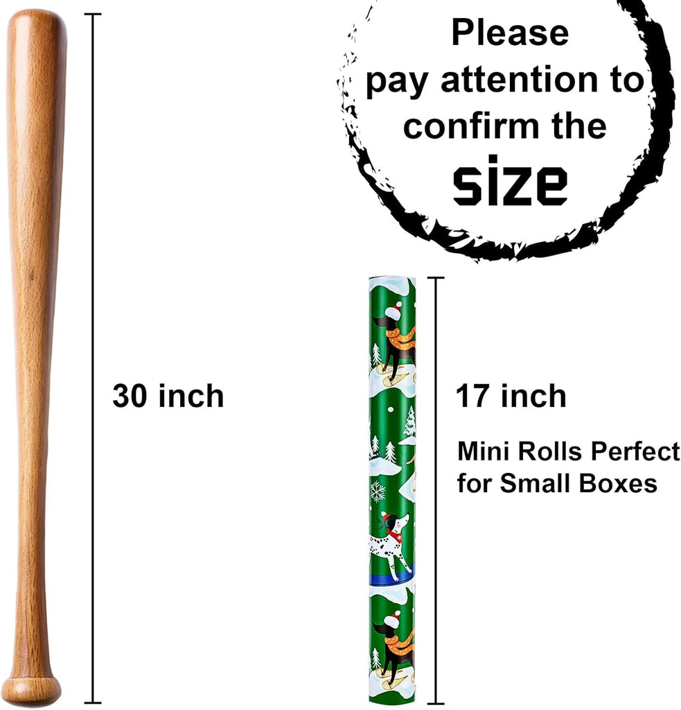 Reversible Christmas Wrapping Paper Roll - 43Cm X 10M Cute Green Presents Packing Paper - Funny Dog/Christmas Tree/Snowflakes/Polka Dots Design