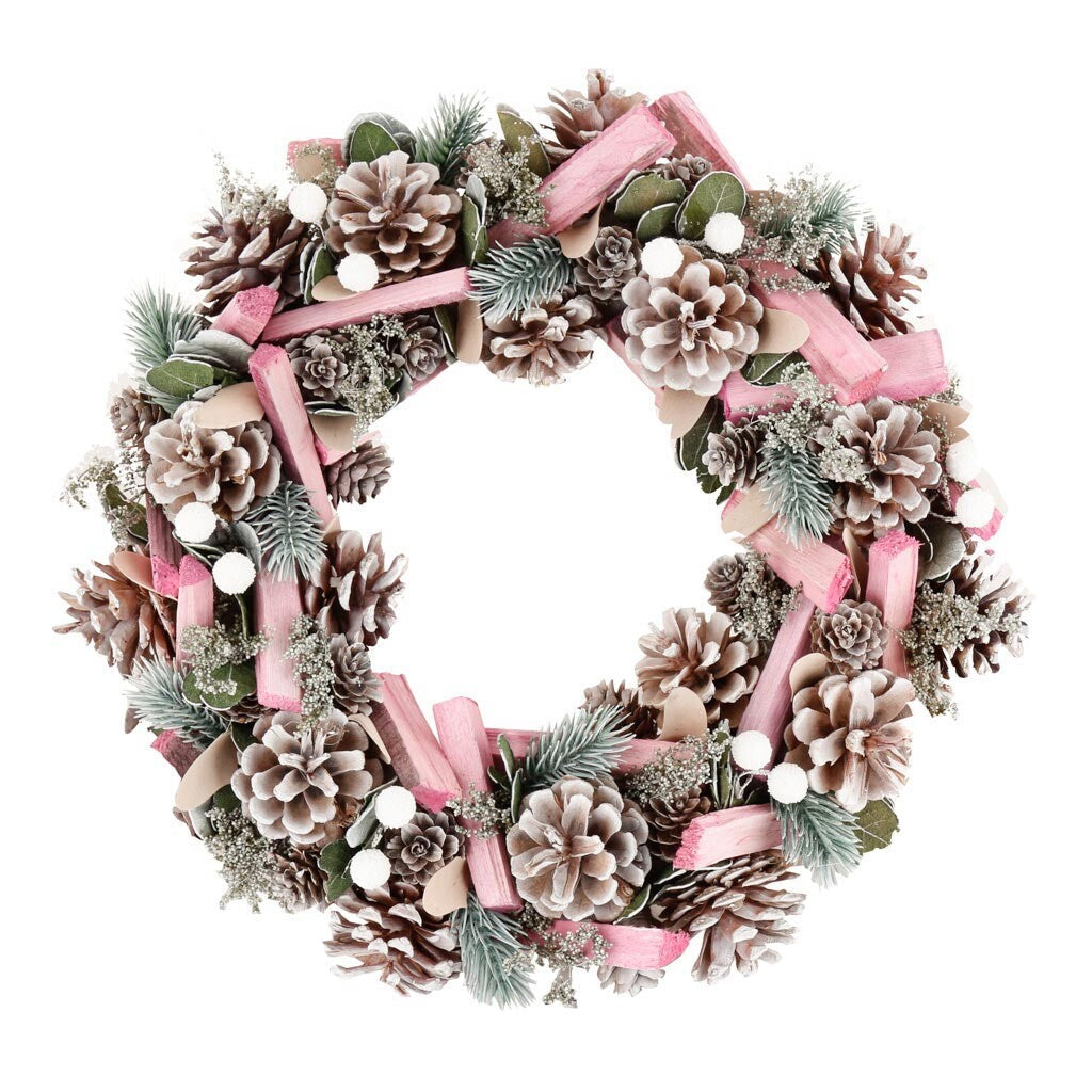 Front Door 36Cm Pastel Pink Wreath Xmas Garland Tree Fireplace Christmas Decor