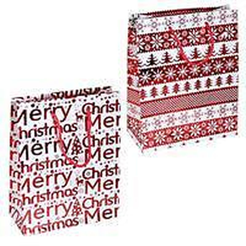 2 Pack Christmas Medium Gift Bag 23Cm X 18Cm X 8Cm RED