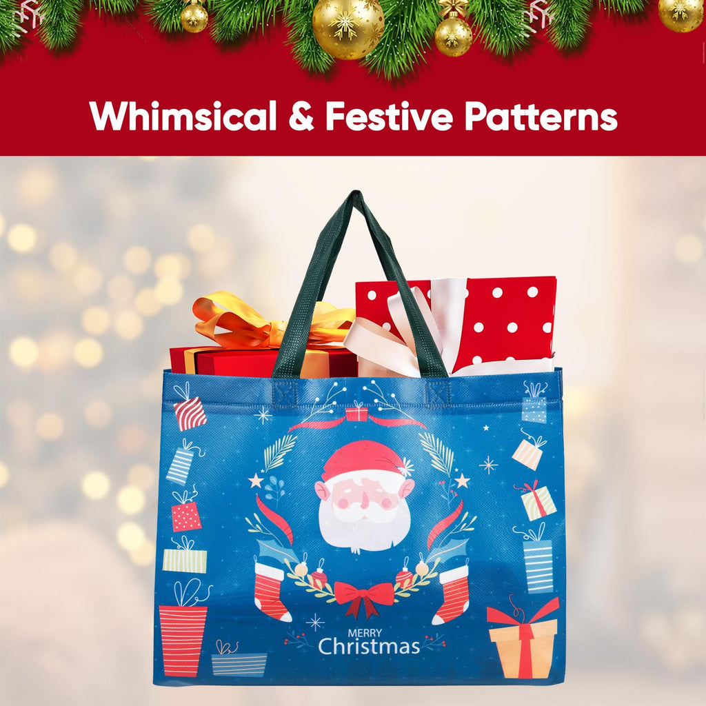 Christmas Gift Bags 12 Pack Tote Bag Non Woven Fabric Gift Party Present Bags